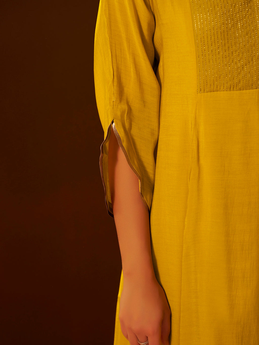 Mustard Chanderi Silk Suit Set with Banarasi Dupatta