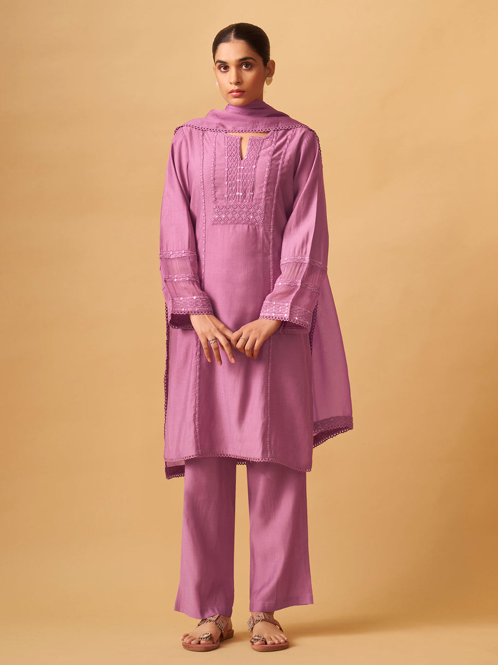 Modern Ethnic Viscose Blend Set with Sheer Dupatta