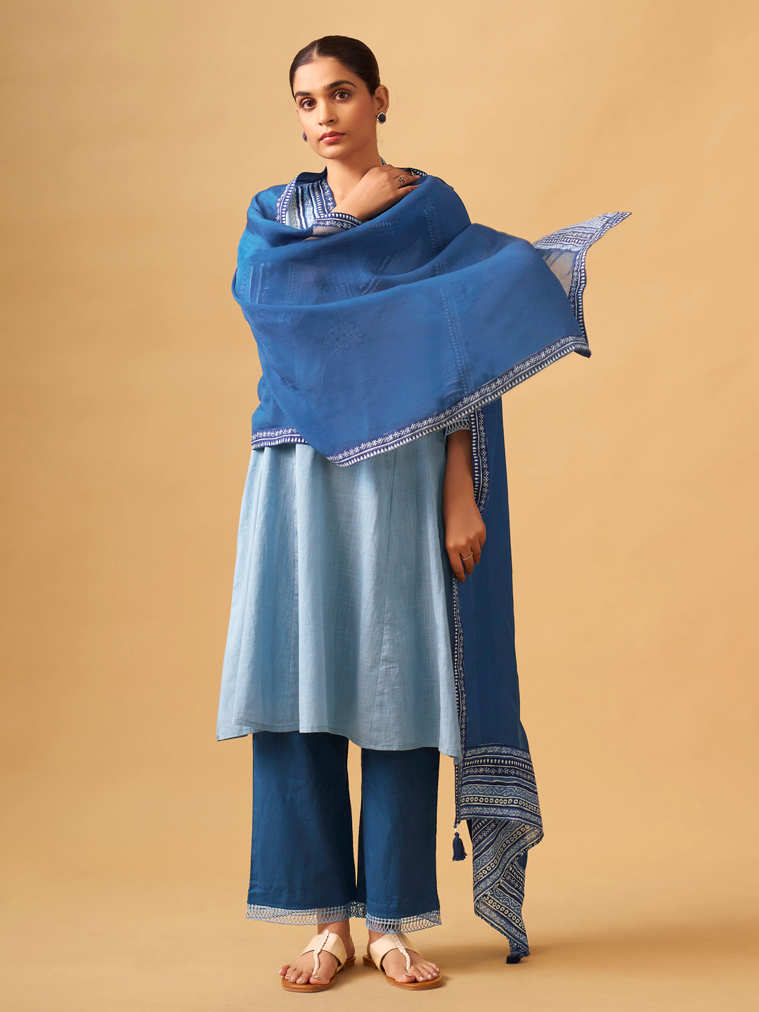 Elegant Cotton Kurta Set with Fine Embroidery