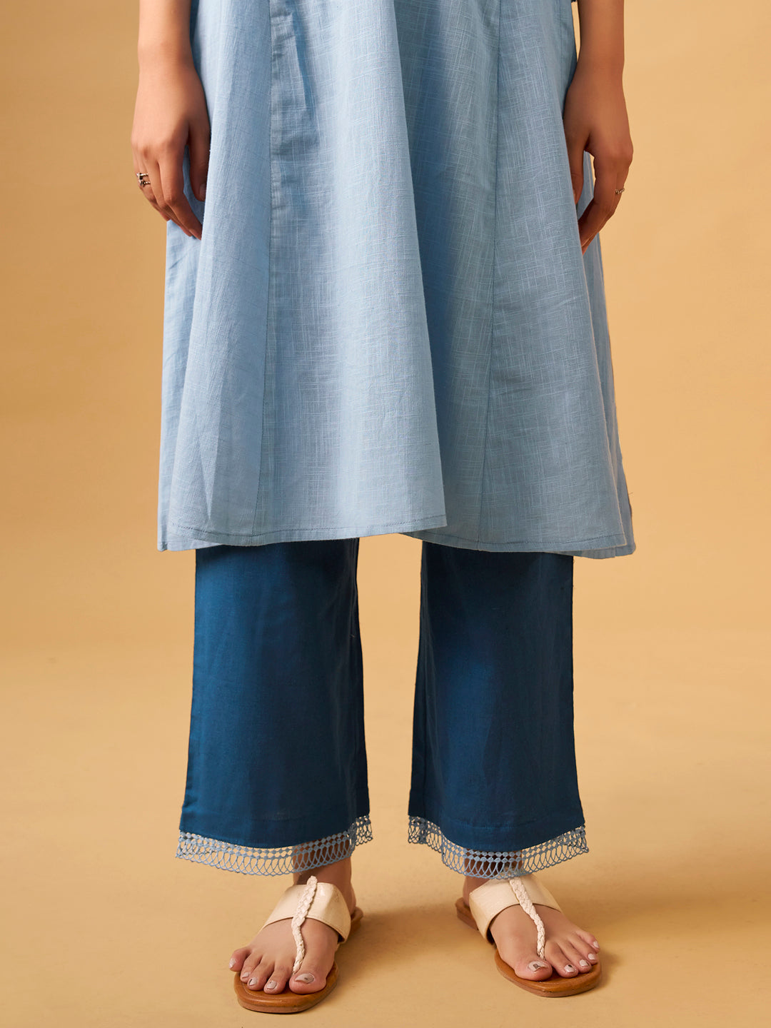Elegant Cotton Kurta Set with Fine Embroidery
