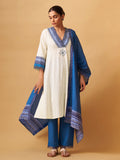 Textured Cotton Kurta Set with Handcrafted Details