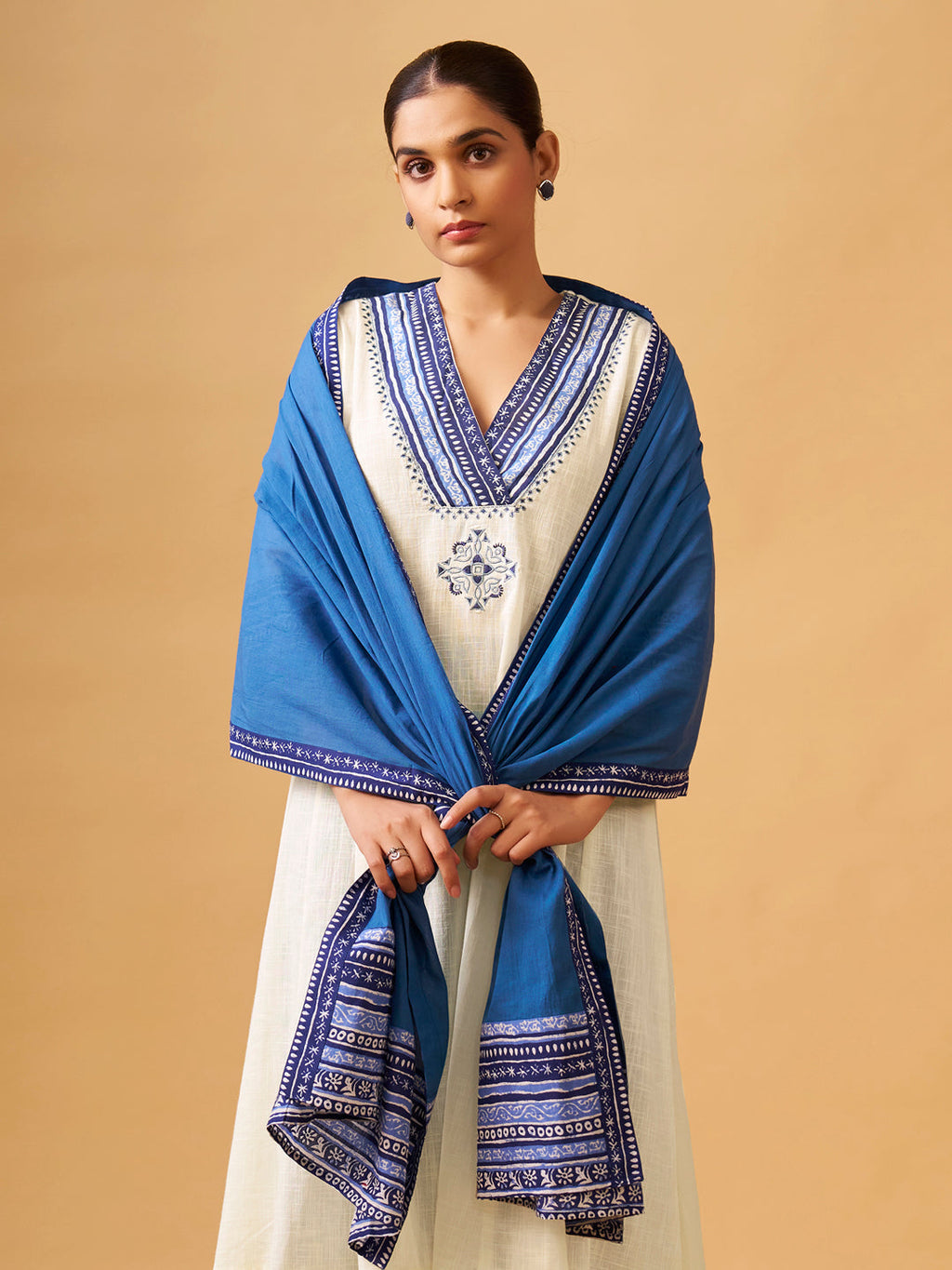 Textured Cotton Kurta Set with Handcrafted Details
