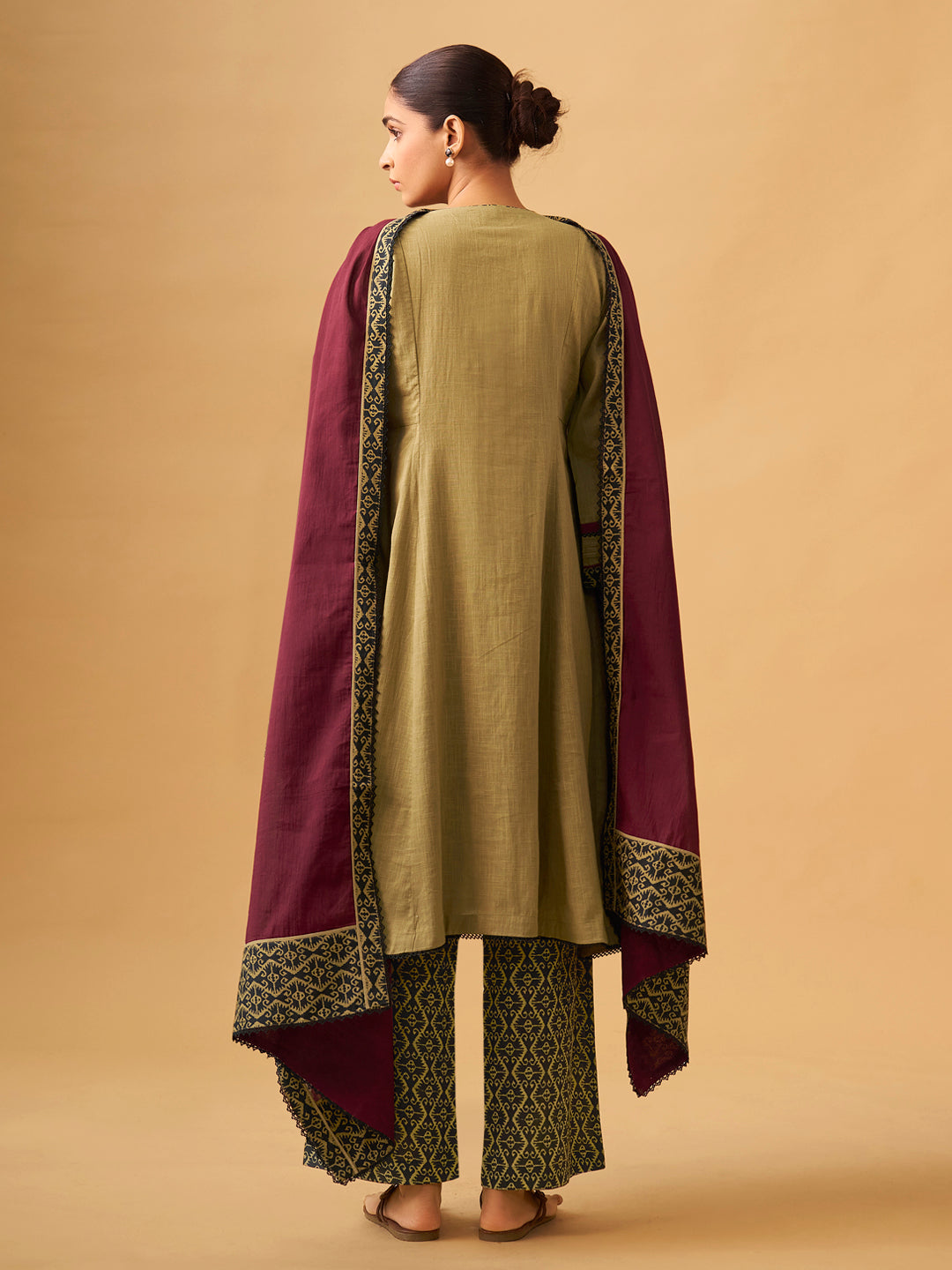 Classic Mustard Cotton Kurta Set with Printed Bottoms