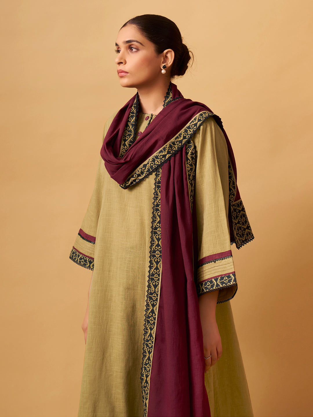 Classic Mustard Cotton Kurta Set with Printed Bottoms
