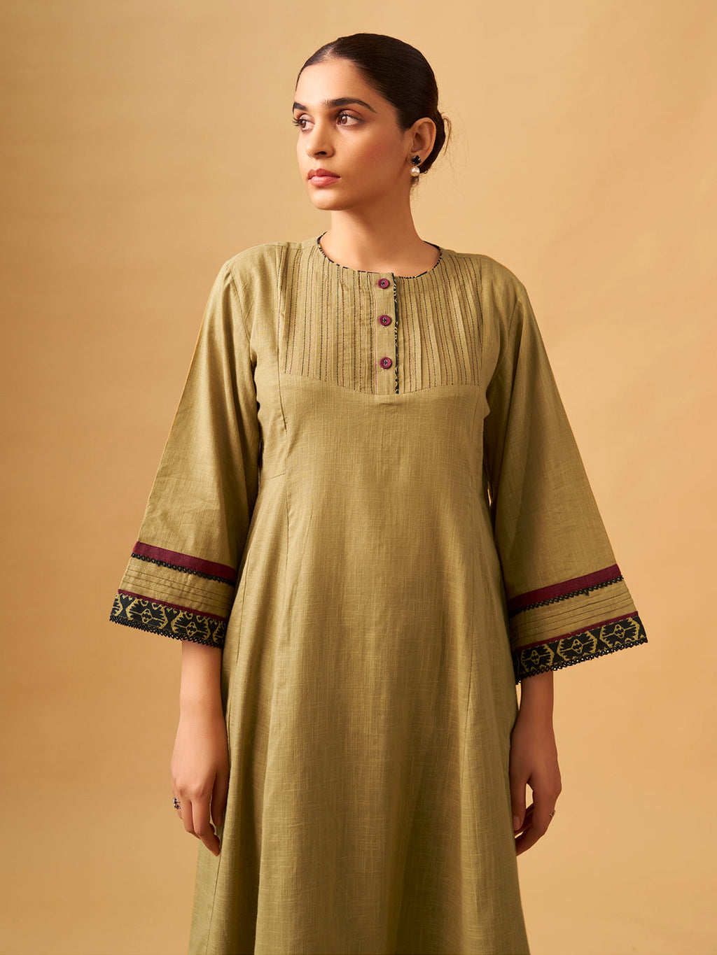 Classic Mustard Cotton Kurta Set with Printed Bottoms