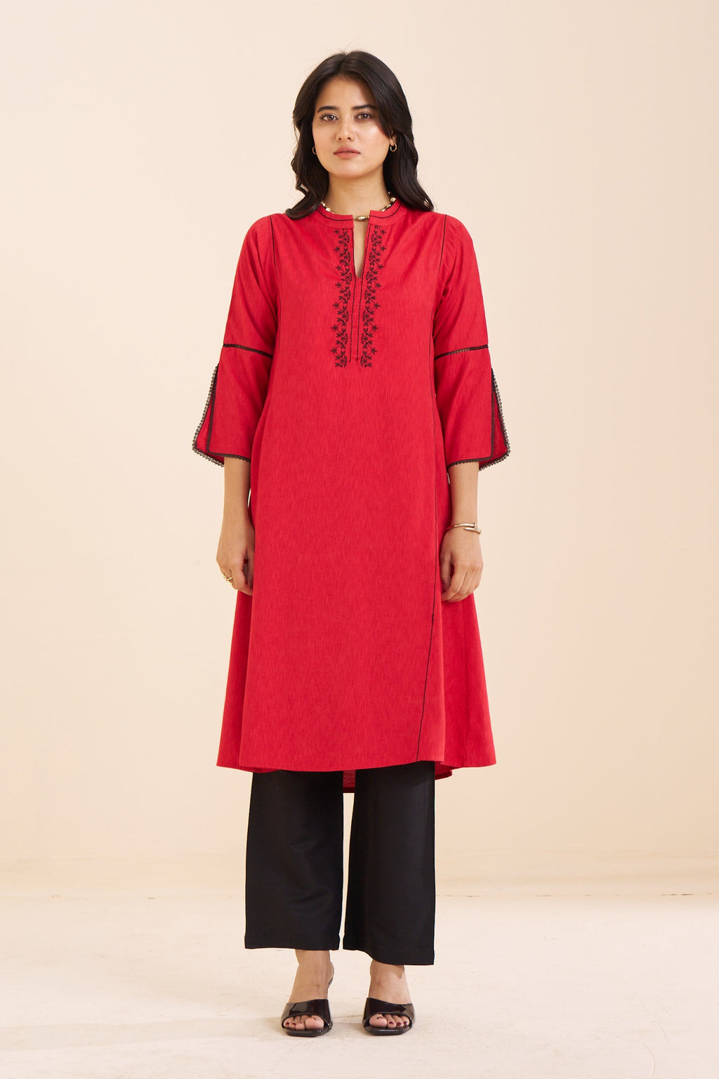 Classic Straight Fit Kurta in Soft Viscose Blend Fabric
