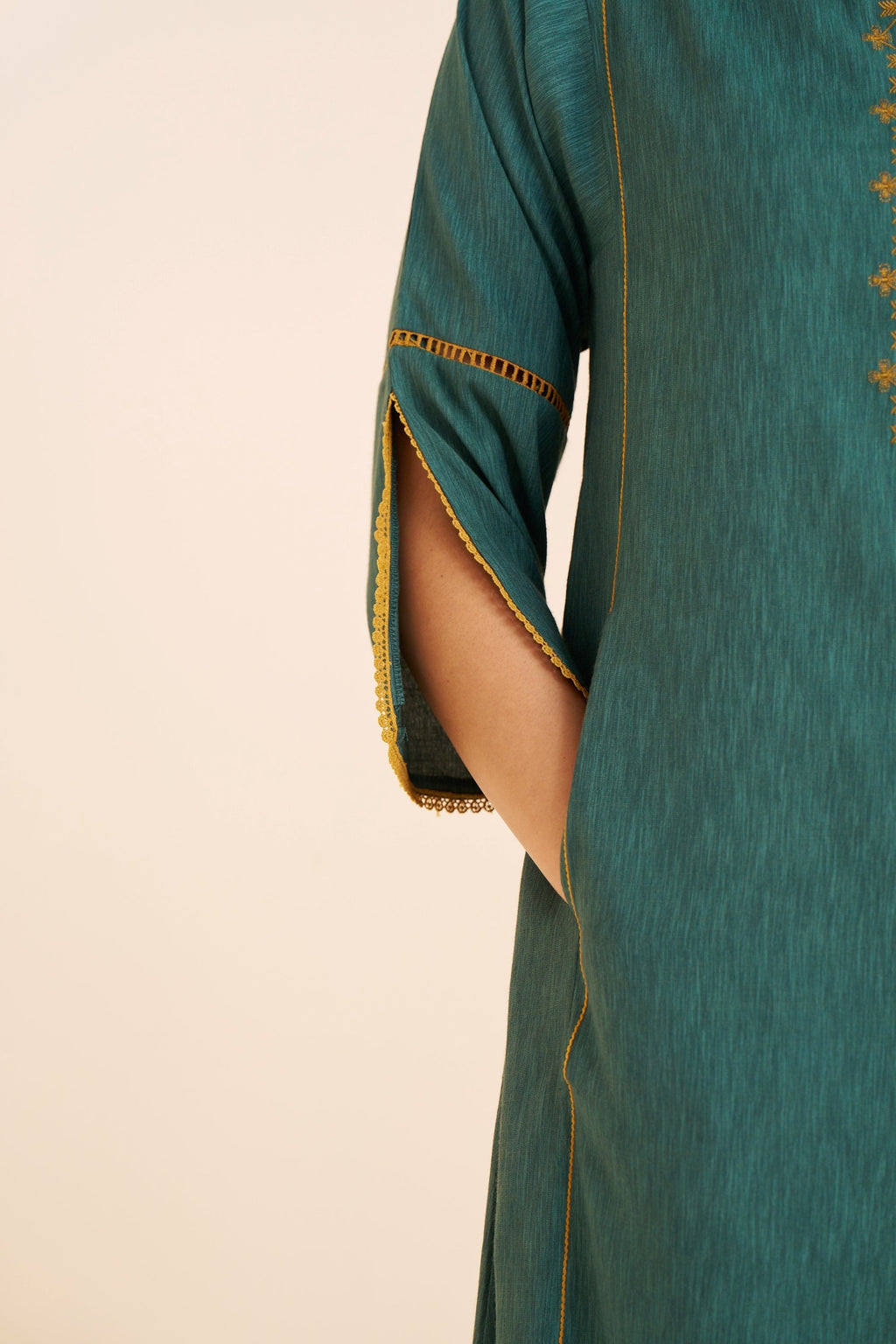 Refreshing Green Kurta in Soft Viscose Blend Fabric