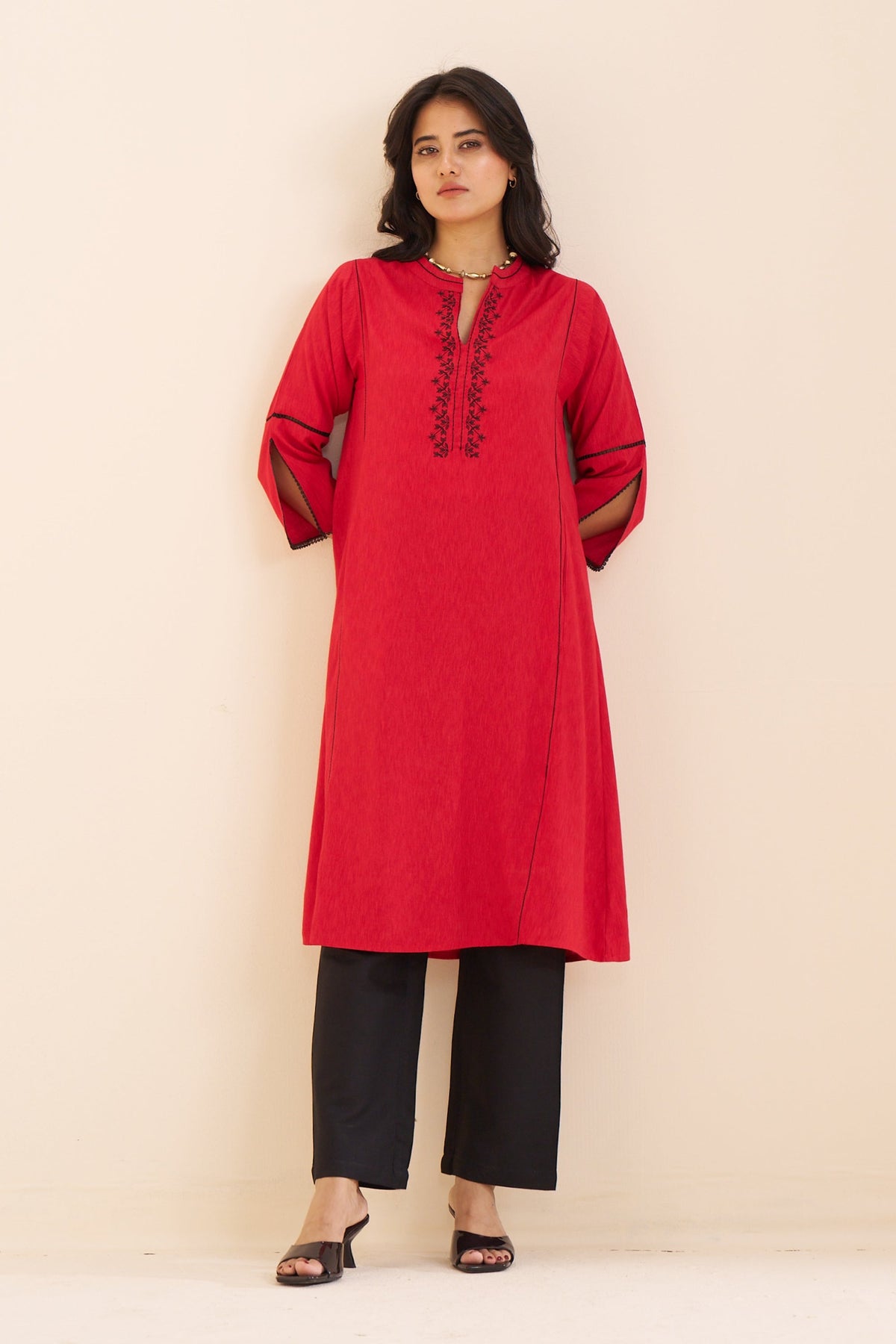 Classic Straight Fit Kurta in Soft Viscose Blend Fabric