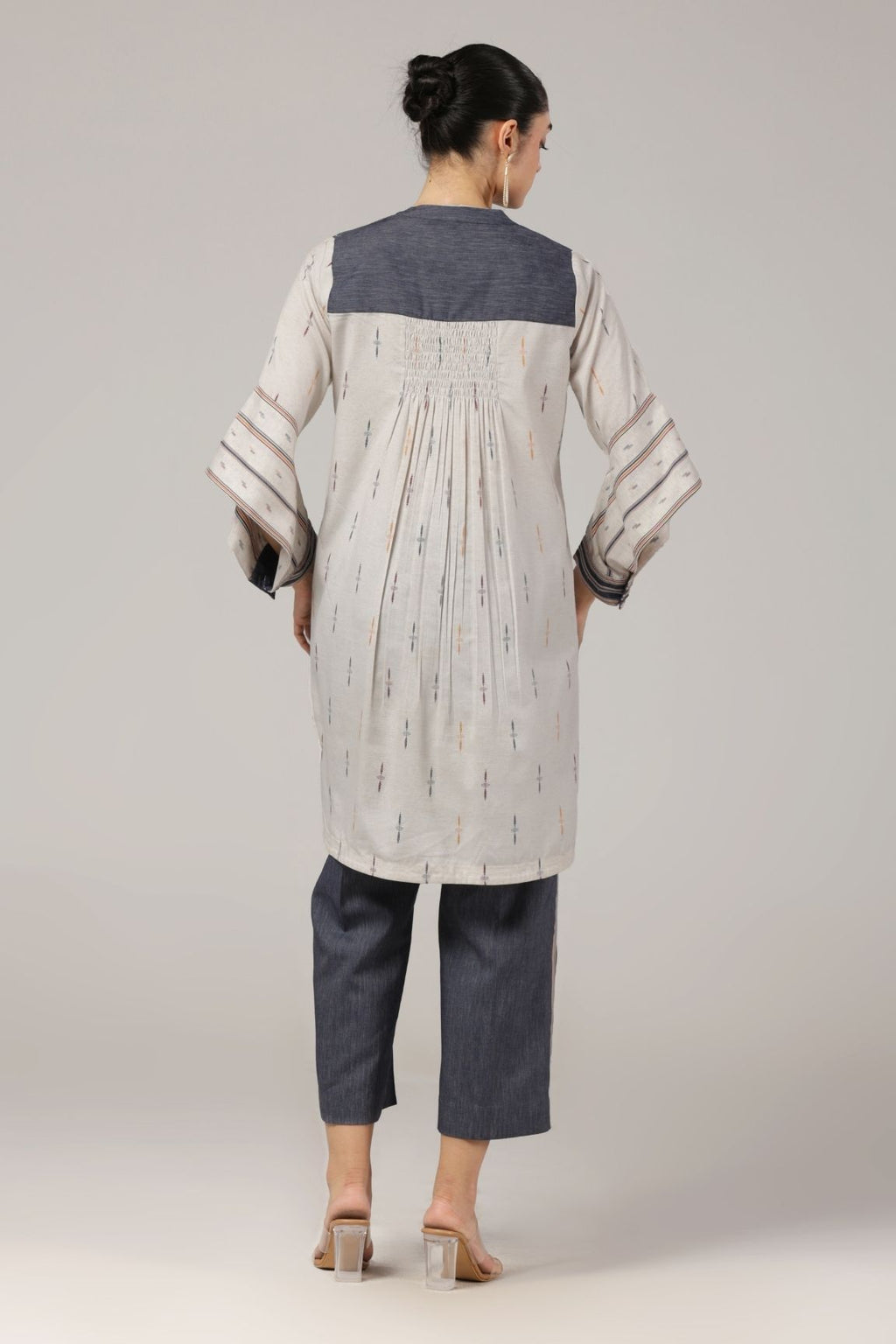 Grey-Blue Ikkat Co-ord Set