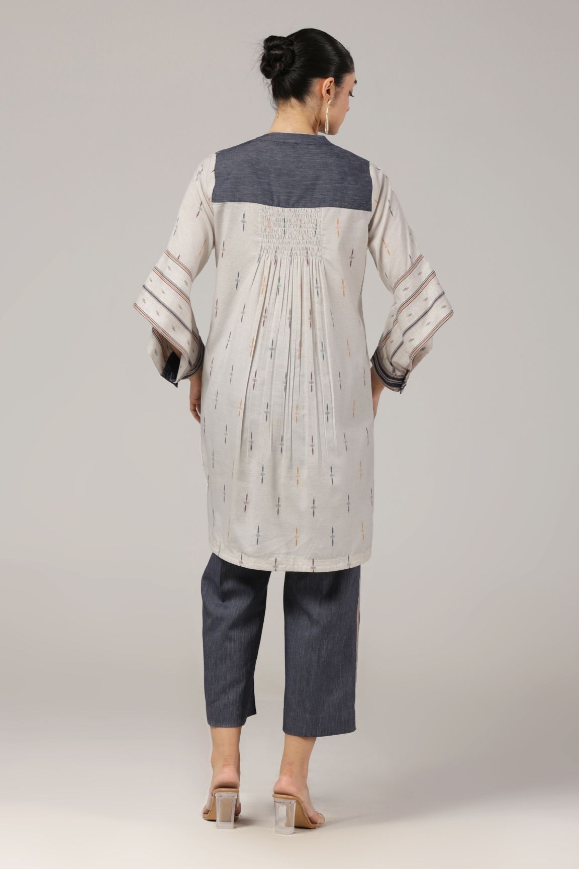 Grey-Blue Ikkat Co-ord Set