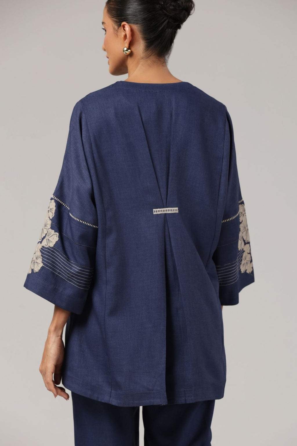 Navy Blue Embroidered Co-ord Set