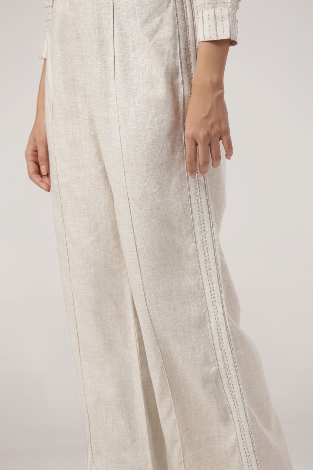 Off-White 100% Cotton Textured Blend Peplum Co-ord Set