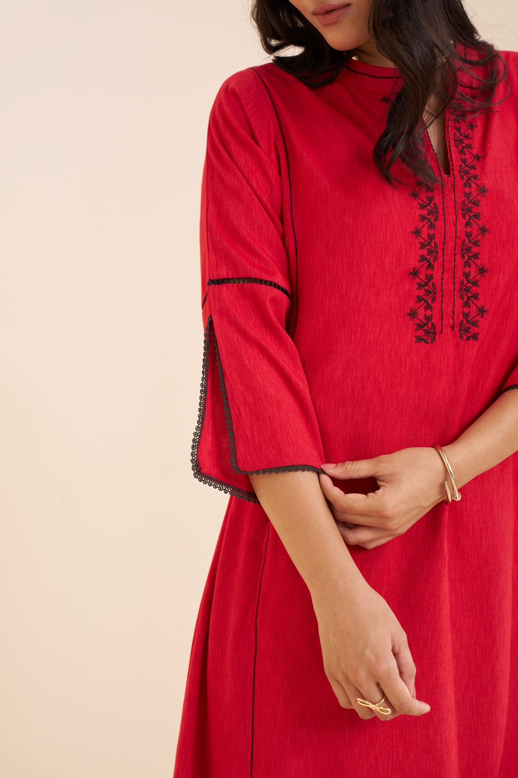Classic Straight Fit Kurta in Soft Viscose Blend Fabric