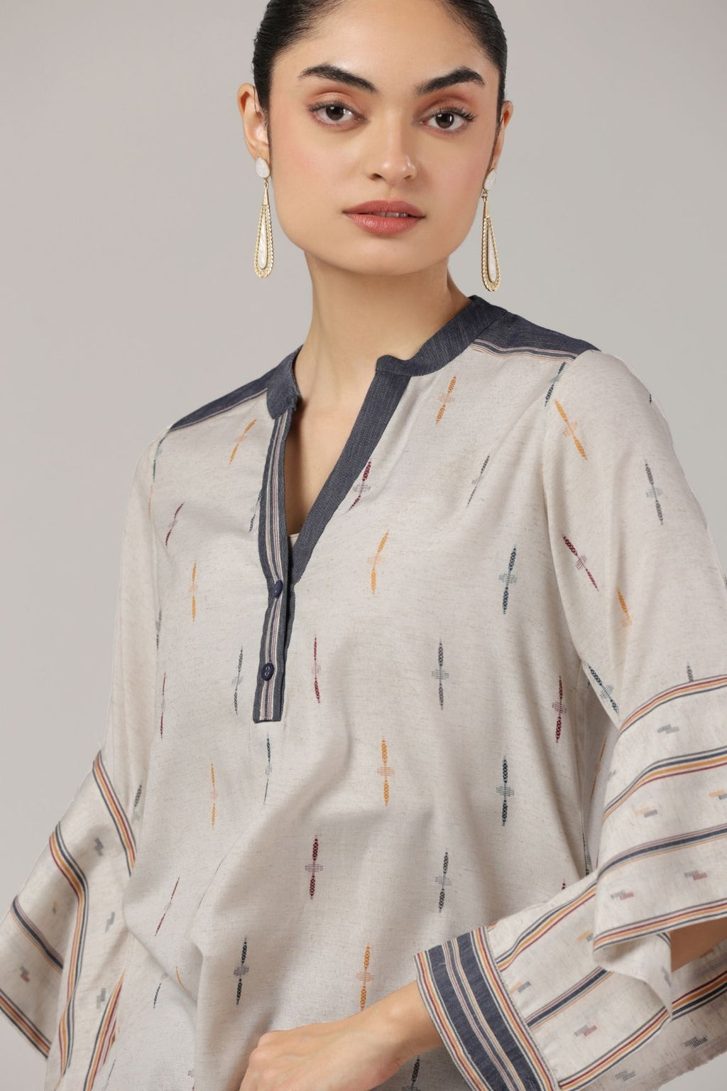 Grey-Blue Ikkat Co-ord Set