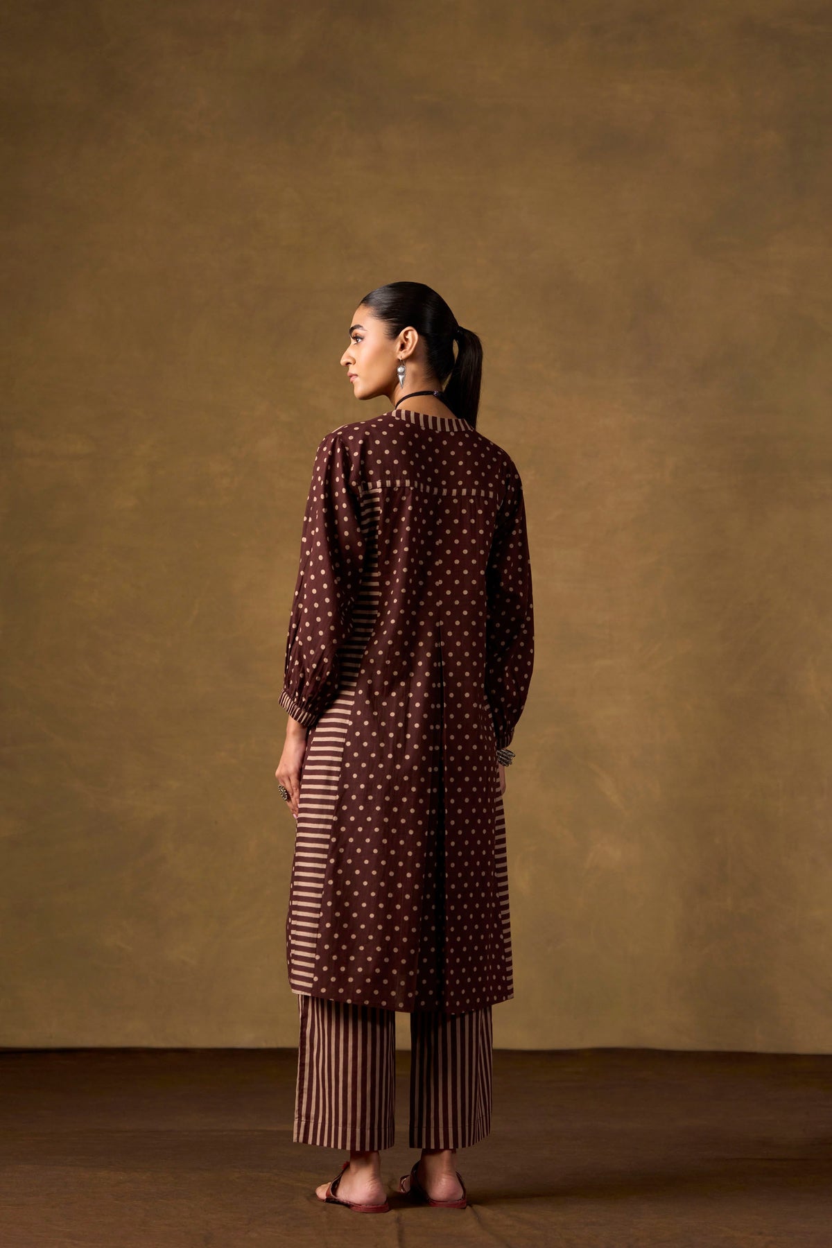 Cocoa Dot & Stripe Tiered Kurta Set