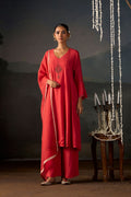 Chandbali Coral Embroidered Anarkali Suit Set with Dupatta