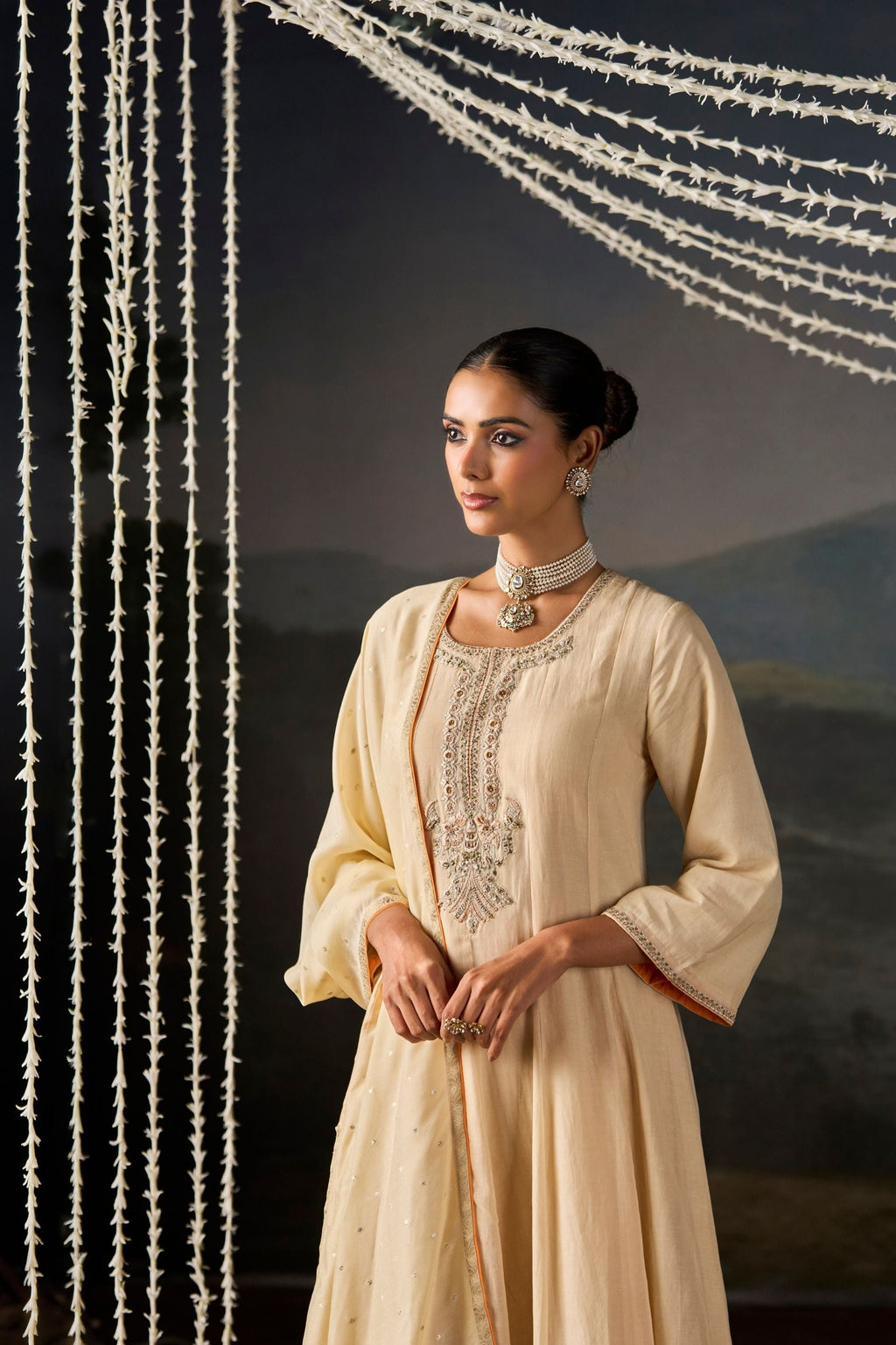 Serene Ivory Anarkali Suit Set with Dupatta