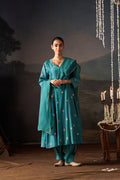 Teal Booti Embroidered Anarkali Set with Dupatta