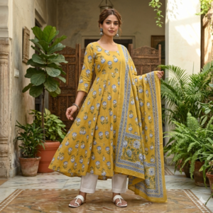 Alternative view of Sargam Cotton Kalidar Dupatta Set