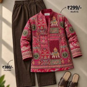 Men’s Printed Kurta with Comfortable Pajama Set