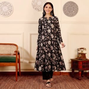 Alternative view of Rashika Black Cotton Kurta