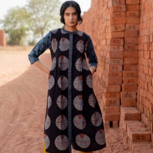 Pintuck Kurta - Black & Indigo