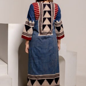 Classic Kurta - Pyramid Yoke Indigo Red - Image 5