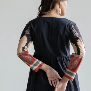Alternative view of V Neck Flared Kurta - Black