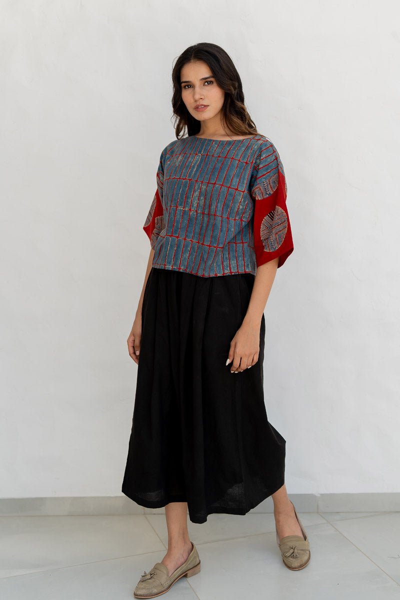 Basic Top - Taha Indigo & Red Stripes - Image 2