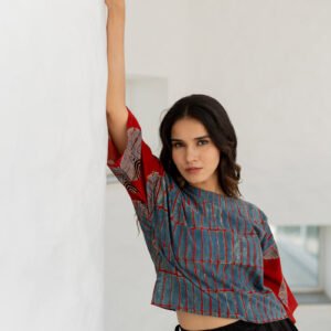 Basic Top - Taha Indigo & Red Stripes - Image 4
