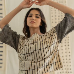 Basic Top - Black & Natural white Stripes - Image 4