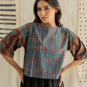 Basic Top - Indigo & Red Stripes