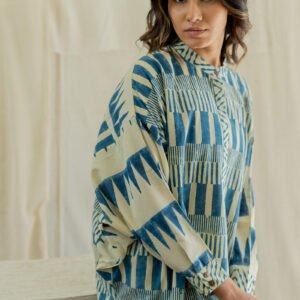 Alternative view of Freesize Anti-fit Top - Indigo Piano stripes