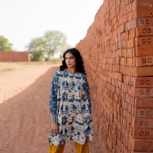 Short Navi Pintuck Kurta - Indigo