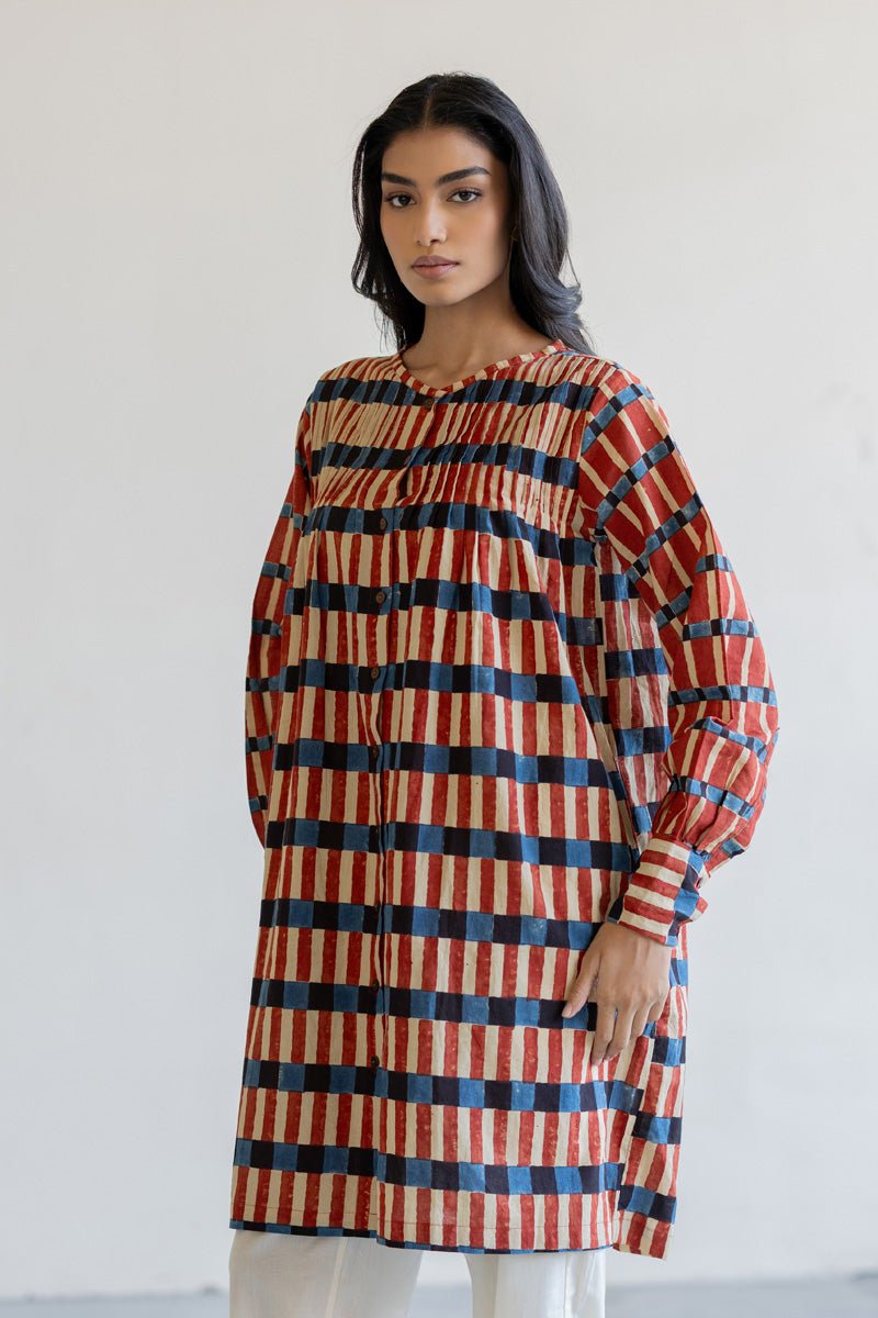 Navi Pintuck Tunic - Cut Stripes - Image 5