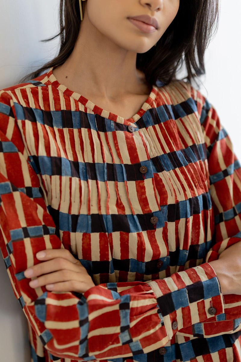 Navi Pintuck Tunic - Cut Stripes - Image 2