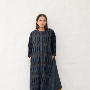 A-Line Kurta - Black & Indigo - Image 18
