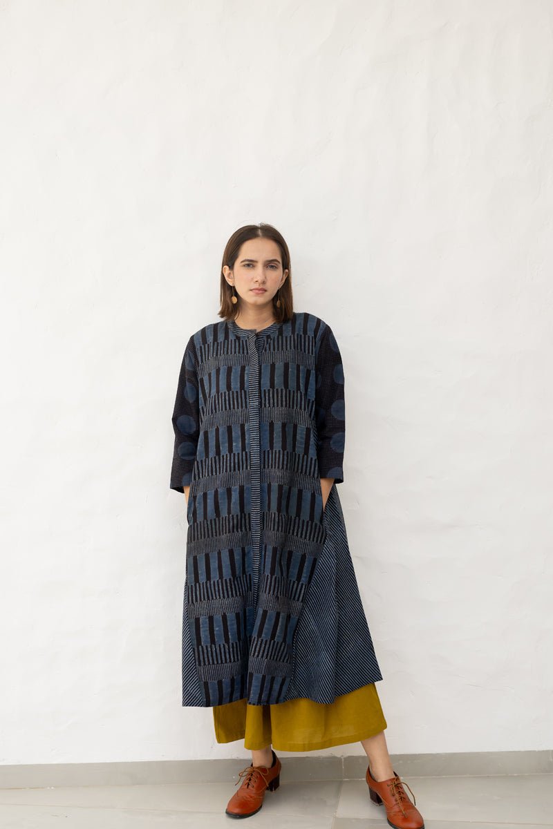 A-Line Kurta - Black & Indigo - Image 18