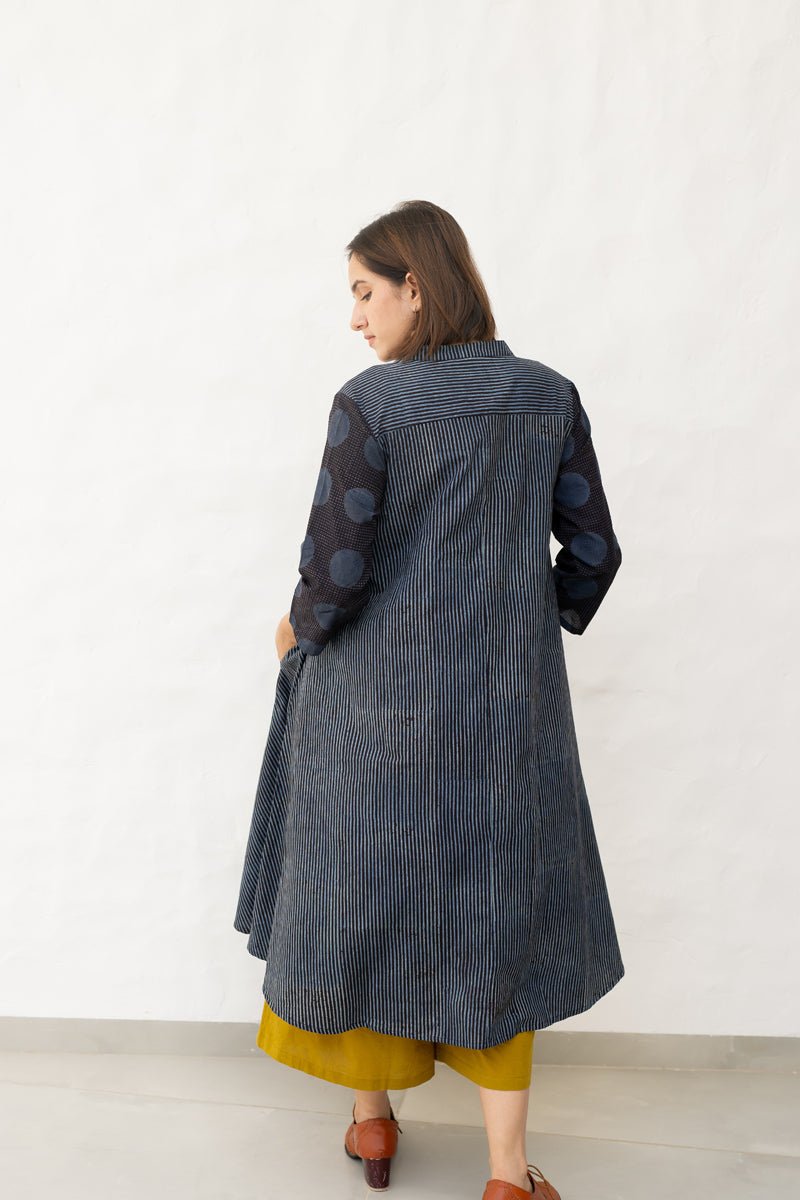 A-Line Kurta - Black & Indigo - Image 23