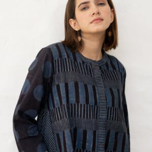 Alternative view of A-Line Kurta - Black & Indigo