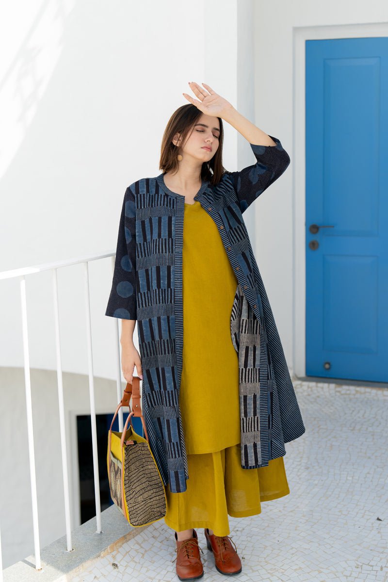 A-Line Kurta - Black & Indigo - Image 6