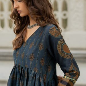 Chanderi Silk V Neck Flared Kurta Set of 2 - Maliha - Image 4