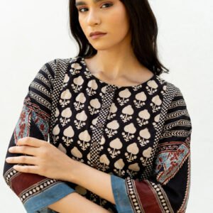 Panelled Kurta - Ark Black
