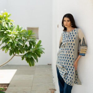 Alternative view of Panelled Kurta - Ark Indigo