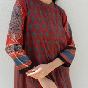 Alternative view of A-line Kurta - Baani Red