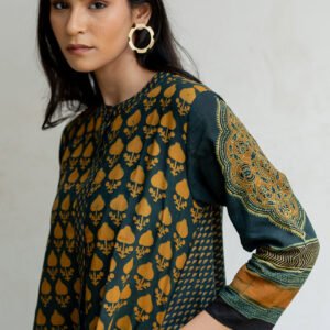 A-line Kurta - Baani Forest Green