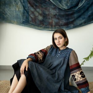 Bias Tunic - Indigo & Black