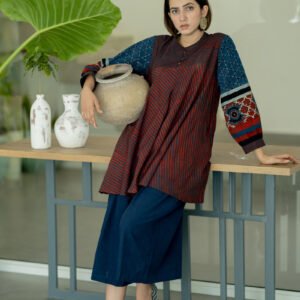 Bias Tunic - Indigo & Burgundy - Image 9